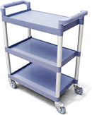 New Star Foodservice 54569 350-Pound Plastic 3-Tier Utility Bus Cart with Locking Casters, 42.5 "x19.5" x 38.5", Gray