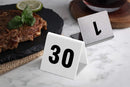 New Star Foodservice 26757 Double Side Plastic Table Number Card, 1-25, 1.7" x 2" Inch, White