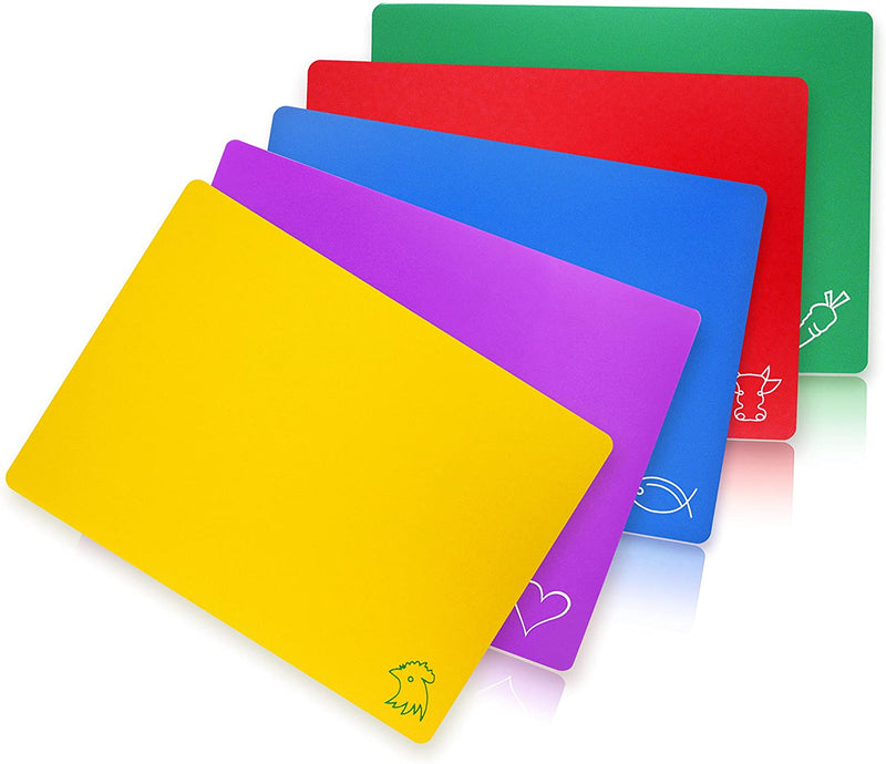 New Star Foodservice 28713 Flexible Cutting Board, 12-Inch by 15-Inch, Assorted Colors, Set of 5