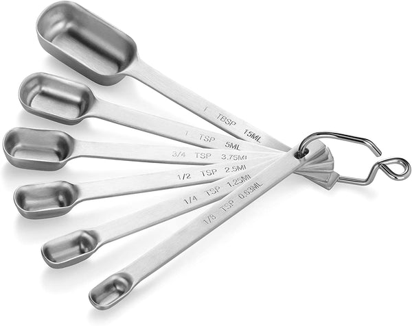 New Star Foodservice 43136 Stainless Steel 18/8 Measuring Spoons (Set of 6), Silver