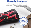 New Star Foodservice 1028744 Commercial-Grade Hot Skillet Handle Cover Holder, Hot Handle Holders/Mitts, Red Peppers Pan Cotton Handle Sleeve, Set of 6