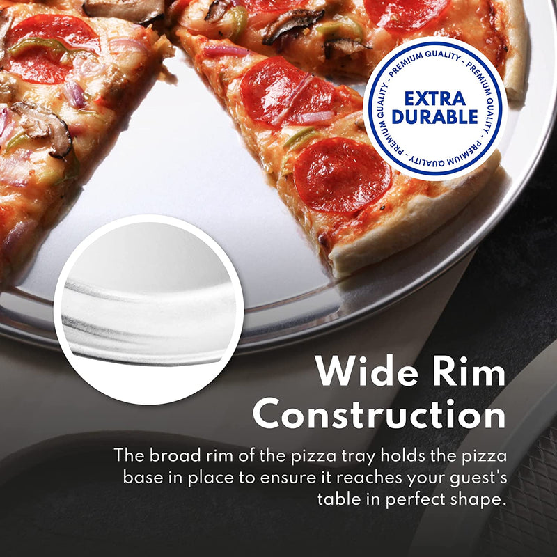 New Star Foodservice 50721 Restaurant-Grade Aluminum Pizza Pan, Baking Tray, Wide Rim