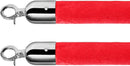 New Star Foodservice 54767 Red Velvet Stanchion Rope with Chrome Plated Hooks, 79.5-Inch, Set of 2