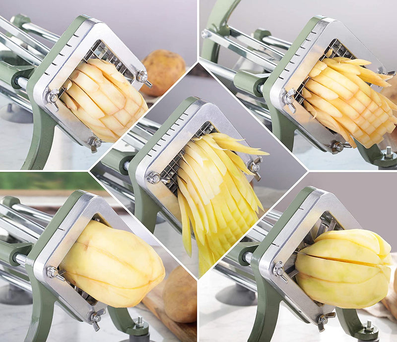 French Fry Cutter Commercial Potato Slicer with Suction Feet Complete Set,  Includes 1/4, 3/8,1/2,8 Pieces,6 Pieces