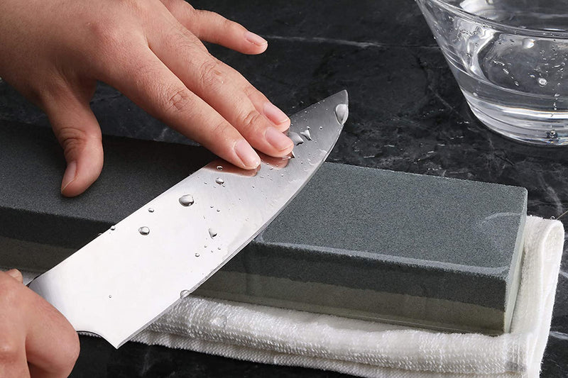 New Star Foodservice 36503 Combination Sharpening Stone Knife Sharpener, 12" x 2-1/2" x 1-1/2", Gray