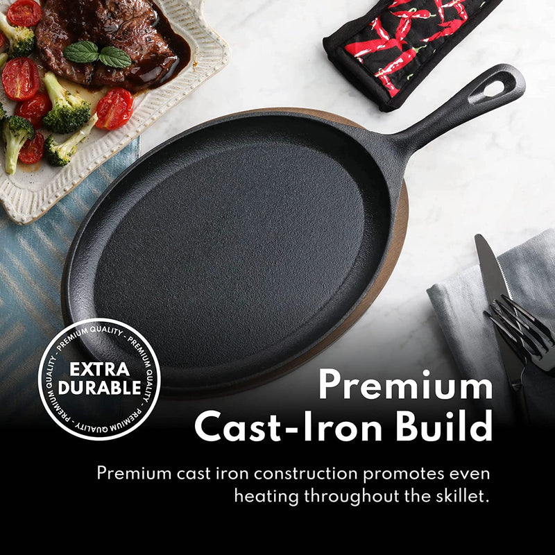 New Star Foodservice  Cast Iron Fajita Set & Skillet Handle Cover