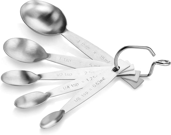 New Star Foodservice 43129 18/8 Stainless Steel Measuring Spoons (Set of 5), Silver