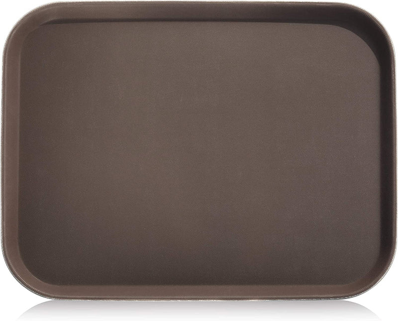 New Star Foodservice 25125 Restaurant Grade Non-Slip Tray, Plastic, Rubber Lined, Rectangular, 14-Inch x 18-Inch, Brown