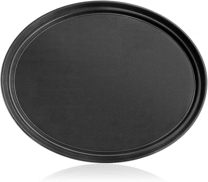 New Star Foodservice 25453 Non-Slip Tray, Plastic, Rubber Lined, Oval, 20.5 x 25.25-Inch, Black