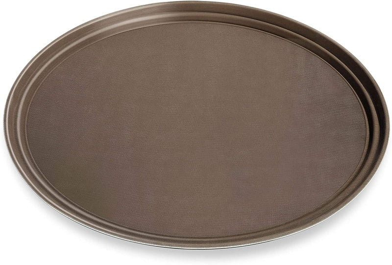 New Star Foodservice 25606 Non-Slip Tray, Plastic, Rubber Lined, Oval, 24 x 29-Inch, Brown