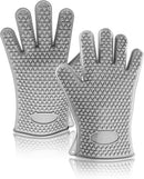 New Star Foodservice 32376 Commercial Grade Silicone Oven Mitts, Red, Set of 2