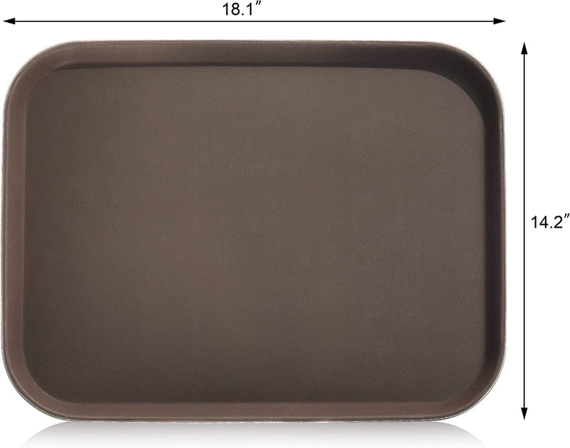 New Star Foodservice 25125 Restaurant Grade Non-Slip Tray, Plastic, Rubber Lined, Rectangular, 14-Inch x 18-Inch, Brown