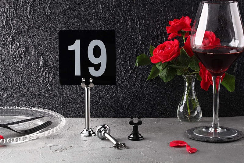 New Star Foodservice 23084 1-100 Double Side Plastic Table Numbers, 4" x 4" Inch, Light Grey on Black