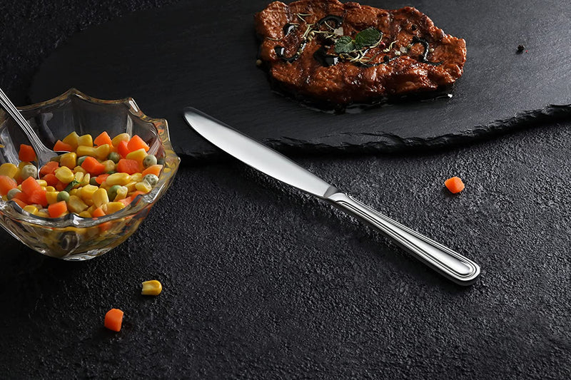 New Star Foodservice 58000 Slimline Pattern, 18/0 Stainless Steel, 90 Grams Heavy Duty Dinner Knife, 9-Inch, Set of 12