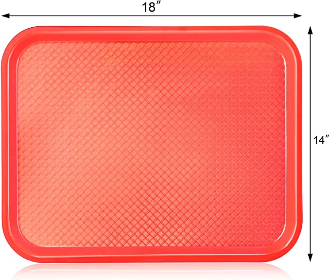 New Star Foodservice 24845 Red Plastic Fast Food Tray, 14 by 18-Inch, Set of 12