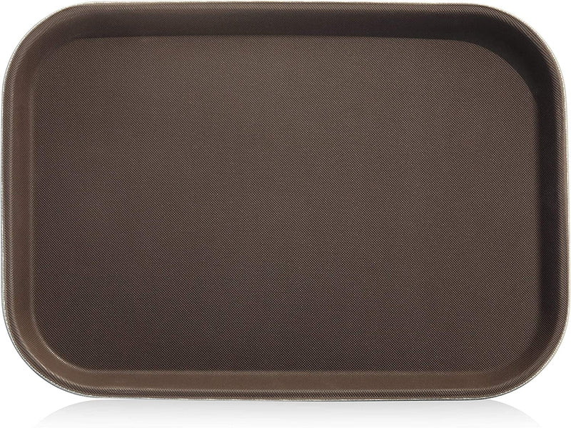 New Star Foodservice 24883 Restaurant Grade Non-Slip Tray, Plastic, Rubber Lined, Rectangular, 10-Inch x 14-Inch, Brown