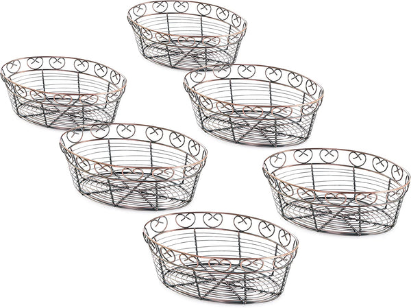 New Star Foodservice 22117 Antique Bronze Finished Oval Wire Bread Basket, 10 by 6.5 by 3-Inch, Set of 6