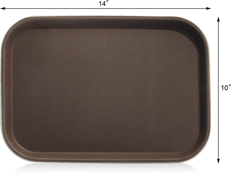 New Star Foodservice 24883 Restaurant Grade Non-Slip Tray, Plastic, Rubber Lined, Rectangular, 10-Inch x 14-Inch, Brown