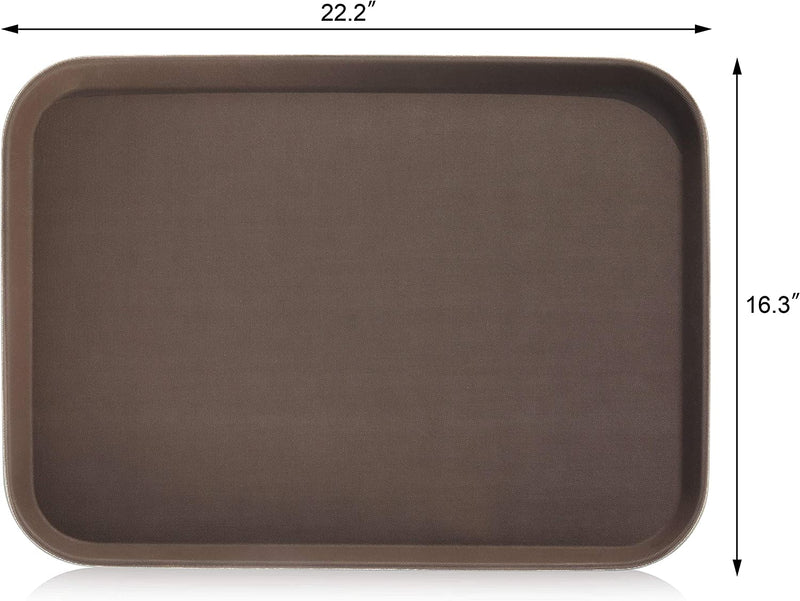 New Star Foodservice 25309 Restaurant Grade Non-Slip Tray, Plastic, Rubber Lined, Rectangular, 16-Inch x 22-Inch (Large), Brown