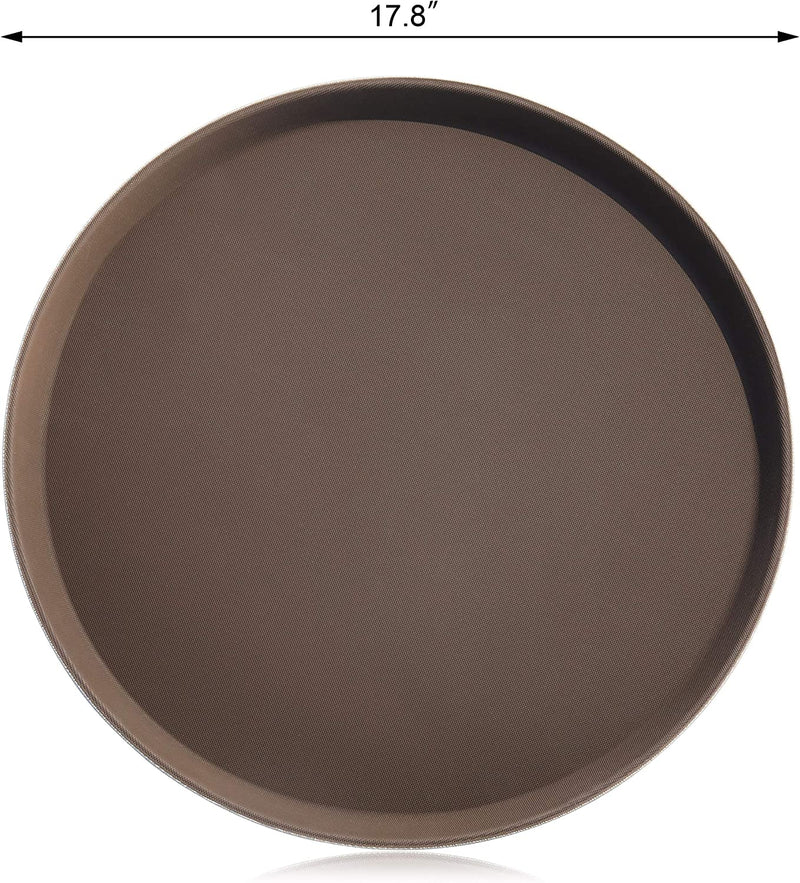 New Star Foodservice 25361 Restaurant Grade Non-Slip Tray, Plastic, Rubber Lined, Round, 18" Inch, Brown