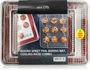 New Star Foodservice 1028751 Commercial-Grade Bun Pan/Baking Sheet, Baking Mat, Cooling Rack Combo, 1/4 and 1/2 Sizes Each