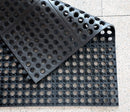 New Star Foodservice 54491 Commercial Grade Grease Resistant Anti-Fatigue Interlocking Rubber Floor Mat, 36" x 36", Black