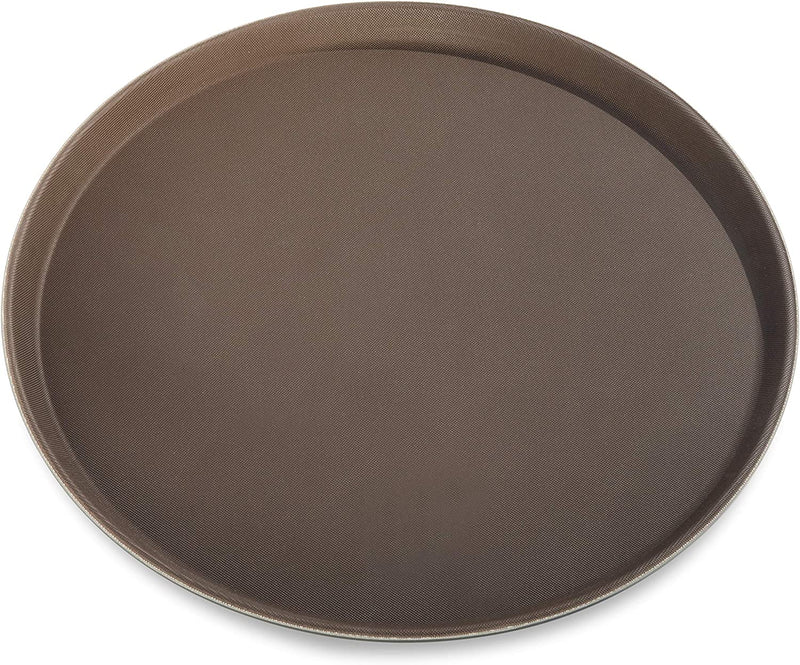 New Star Foodservice 25248 Restaurant Grade Non-Slip Tray, Plastic, Rubber Lined, Round (16-Inch, Brown)