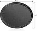 New Star Foodservice 25514 Non-Slip Tray, Plastic, Rubber Lined, Oval, 22 x 27-Inch,Large, Black