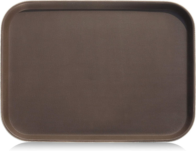 New Star Foodservice 25002 Restaurant Grade Non-Slip Tray, Plastic, Rubber Lined, Rectangular, 12-Inch x 16-Inch, Brown
