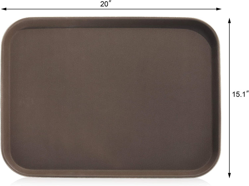 New Star Foodservice 25187 Restaurant Grade Non-Slip Tray, Plastic, Rubber Lined, Rectangular, 15-Inch x 20-Inch, Brown