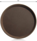 New Star Foodservice 24944 Restaurant Grade Non-Slip Tray, Plastic, Rubber Lined, Round (11-Inch, Brown)