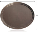 New Star Foodservice 25484 Non-Slip Tray, Plastic, Rubber Lined, Oval, 20.5 x 25.25-Inch, Brown