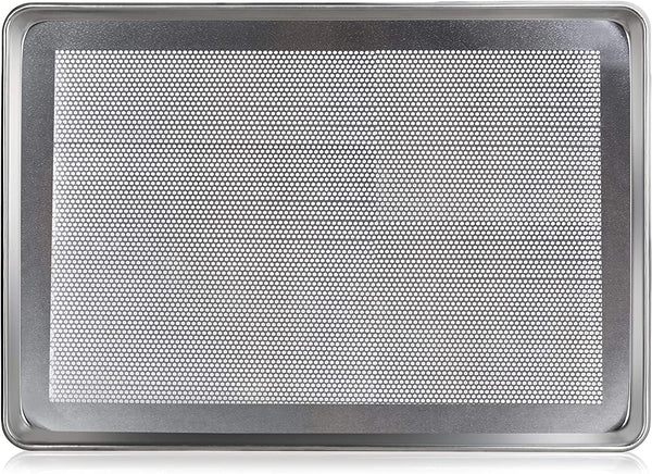 New Star Foodservice 36770 Commercial-Grade 18-Gauge Aluminum Sheet Pan/Bun Pan, Perforated 18" L x 26" W x 1" H (Full Size) | Measure Oven (Recommended)