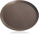 New Star Foodservice 25484 Non-Slip Tray, Plastic, Rubber Lined, Oval, 20.5 x 25.25-Inch, Brown