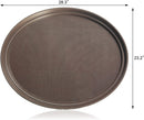New Star Foodservice 25606 Non-Slip Tray, Plastic, Rubber Lined, Oval, 24 x 29-Inch, Brown