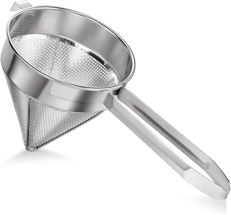 New Star Foodservice 34233 18/8 Stainless Steel China Cap Strainer, 8-Inch, Coarse Mesh